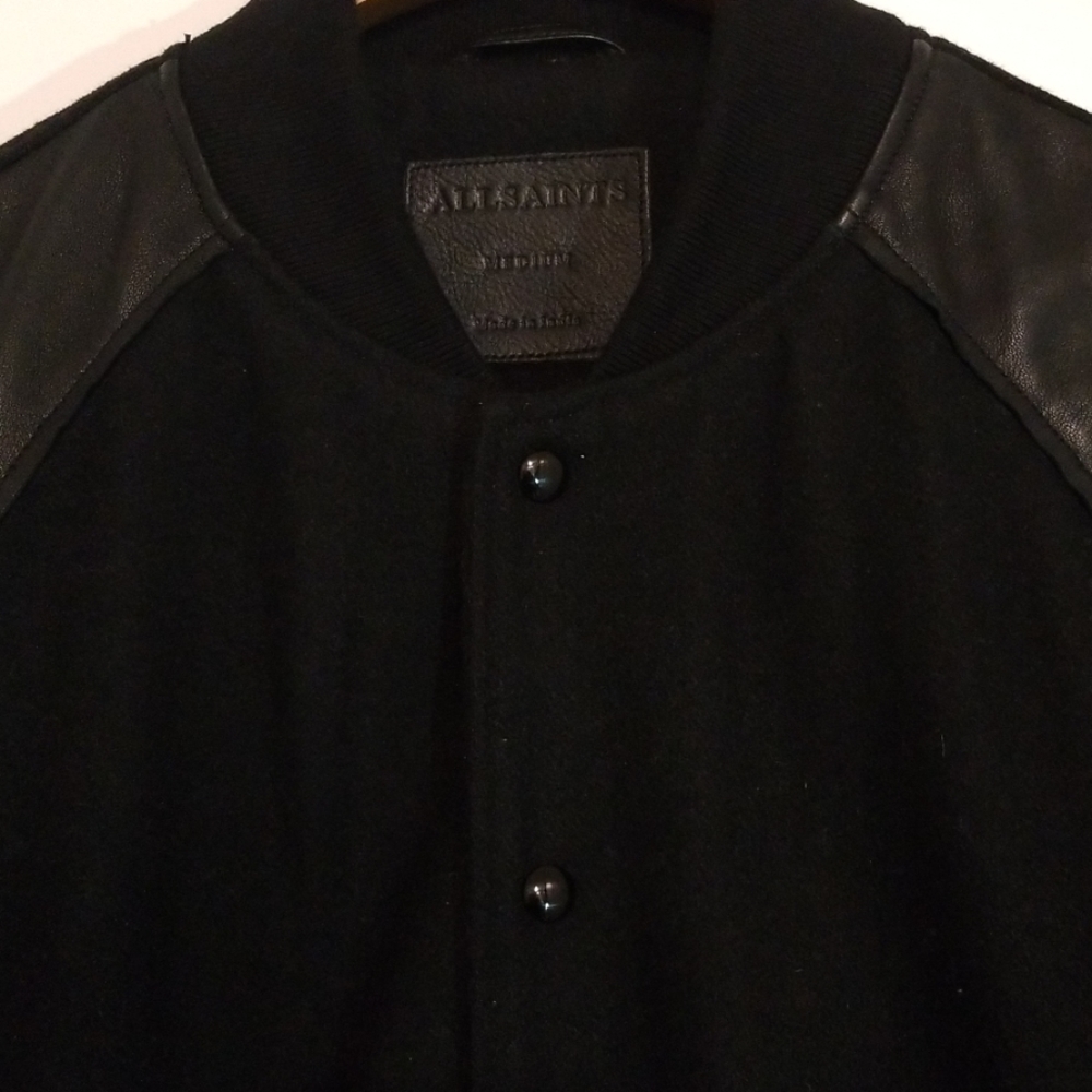 ⭐ AllSaints Elton Leather Trimmed Wool Varsity ⭐ - Picture 7 of 7